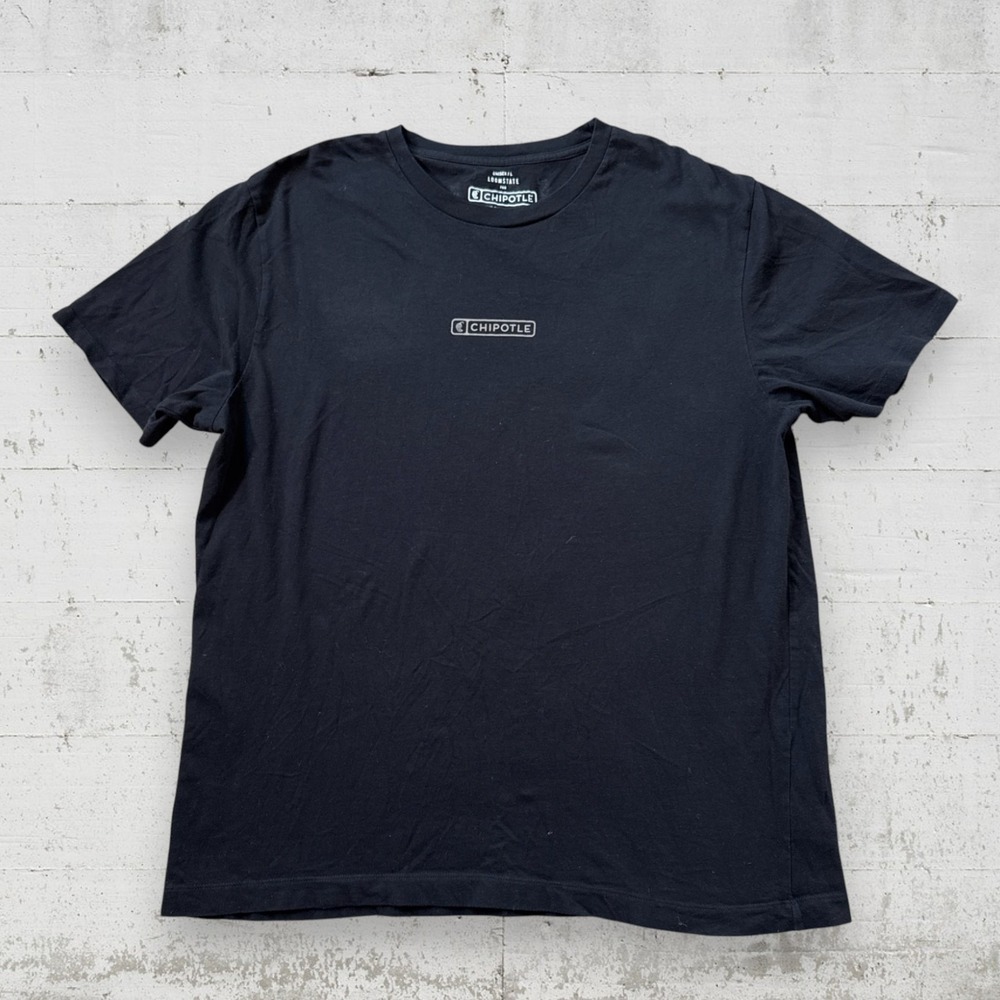 Chipotle Employee Uniform Sz L Black Loomstate Organic Tee Keeping it Real
